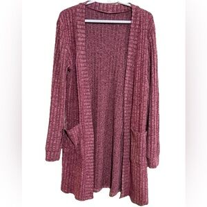 Purple Cardigan Sweater Cozy Knit